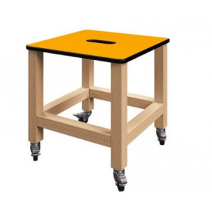 Tabouret carré à roulettes pour crèche - L:350 mm; H:350 mm; P: 350 mm