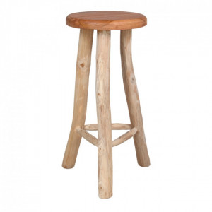 Tabouret de style ethnique - Tabouret haut de style ethnique en bois de teck massif