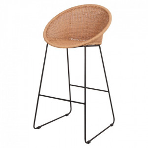 Tabouret de style scandinave - tabouret de style scandinave en acier et rotin synthétique