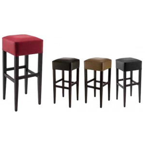 Tabouret en hêtre à assise rembourrée - Structure hêtre teinte wengé