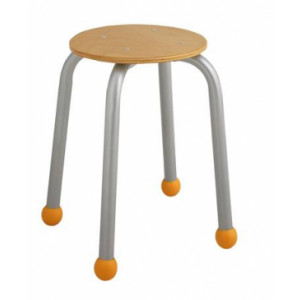 Tabouret enfant avec embouts - Tailles 1, 2, 3 et 4 - Structure métallique - Assise en hêtre
