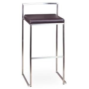 Tabouret haut assise en simili cuir - Dimensions : L 45 x P 45 x H 86 cm