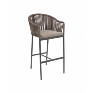 Tabouret haut restaurant DOHA - Usage : Extérieur - Structure : aluminium - Dimensions L x p x h : 56 x 57 x 81 cm