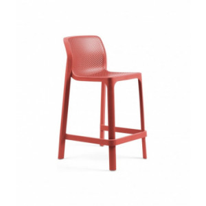 Tabouret haut restaurant Net Mini - Usage: Extérieur - Structure : polypropylène - Dimensions L x p x h : 51 x 49 x 90 cm