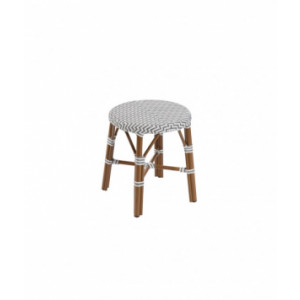  Tabouret haut restaurant VENITIA - Usage: Extérieur - Structure : aluminium wood naturel - Dimensions L x p x h : 40 x 40 x 45 cm