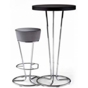 Tabouret haut structure chrome - Finition similicuir