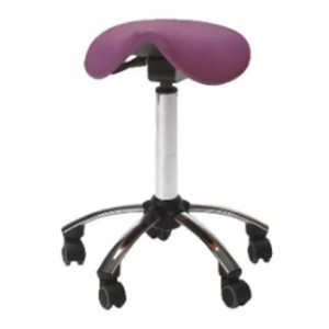 Tabouret médical sur roulettes - Selle pony : larg 10 à 37 cm, profondeur 29cm x H14cm.