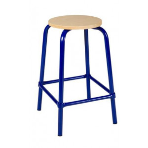 Tabouret scolaire avec repose pieds - Hauteur d'assise : 59, 65 ou 70 cm - Assise Ø 30 cm en hêtre - avec repose-pieds