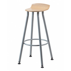 Tabouret scolaire haut de cantine - Hauteur d’assise 81 cm - Structure acier - Assise en hêtre