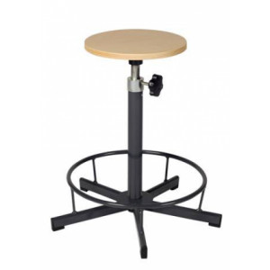 Tabouret scolaire haut réglable - Assise réglable de 52 à 70 cm - Assise en hêtre - Avec ou sans repose pied