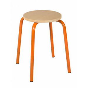 Tabouret scolaire rond - Hauteur d'assise : 45 cm - Structure monobloc tube Ø 25 mm - Assise Ø 30 cm en hêtre