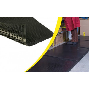 Tapis de travail anti fatigue pour station debout - Dimensions : 1000 x 800 mm - Épaisseur : 12 mm