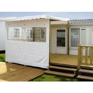 Terasse bois mobil home - Surface : 11,25 m2 - 1/2 couverte