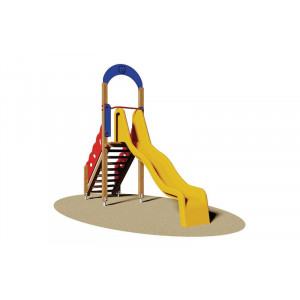 Toboggan en bois pour parc de jeux - Dimensions (L x P x H): 365 x 100 x 298 cm