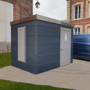 Toilette modulaire - Dimensions min : 2,15 m x 1,50 m – Dimensions max : 2,15m x 6m