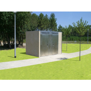 Toilettes public doubles en béton - Modèles Extérieurs PMR L400