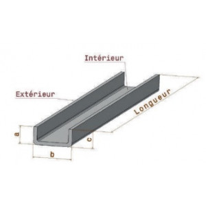 Tôles en inox 441 10/10ème en forme de U - Matière : Inox 441 10/10ème - Dimensions : De 30 x 30 x 30 mm à 30 x 100 x 30 mm