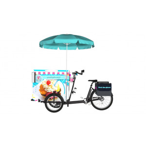 Location triporteur électrique pour vente ambulante de glaces et produits frais - Autonome thermo-régulé en froid positif ou négatif