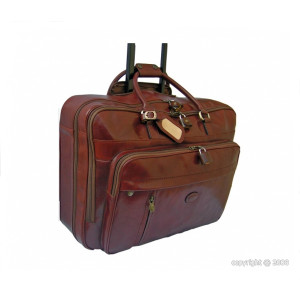 Valise de cabine en cuir coloris fauve - Dimension (L x l) : 50 x 35 cm - 2 grands compartiments