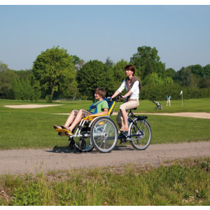 https://www.techni-contact.site/ressources/images/produits/merchandising/velo-pousse-51322144-1.jpg - Composé d'un fauteuil roulant manuel détachable et d'une partie cycle