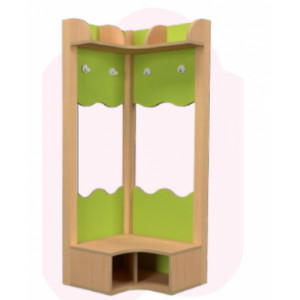 Vestiaire d'angle 2 enfants - Dimension : L 505 x 505 mm x H 1350 mm x P 306 mm