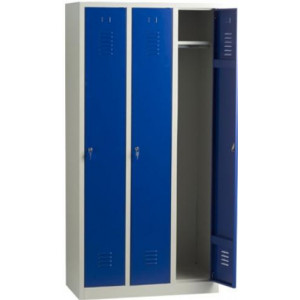 Vestiaire industrie propre monobloc 3 cases - Dimensions (hxlxp) en cm : 180x30x50