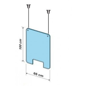 Vitre protection plexi à suspendre - Avec Kit de fixation avec fenêtre ou sans Kit et sans fenêtre