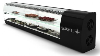 Vitrine à sushi 6 à 8 plateaux - Dimensions (mm) : 1350 x 240 x 390 - 1710 x 240 x 390