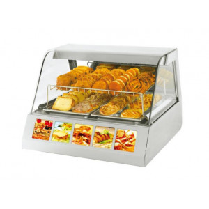 Vitrine chauffante à poser pour viennoiseries - Dimensions : 800 x 730 x 600 - 1120 x 730 x 600 mm - Puissance : 1.55 Kw - Capacité : 2 ou 3 GN 1/1