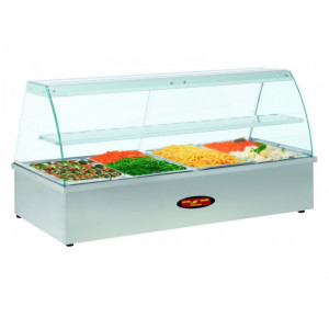 Vitrine chauffante en inox - Bain marie panoramique