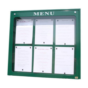 Vitrine d'affichage menu pour extérieur - Capacité : 4 ou 6 pages