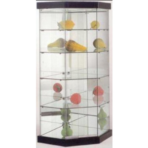 Vitrine d'angle avec 4 étagères en verre - Dimensions: 77 x 77 x 191H cm