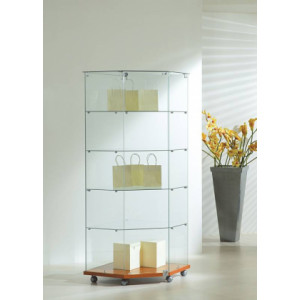 Vitrine d'angle haut avec bois à 5 étagères - Dimensions (L x P x H) : 68 x 68 x 180 cm