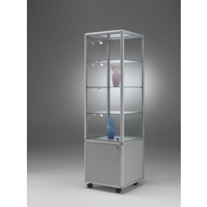 Vitrine d'exposition aluminium commerce - Dimensions(H x L x P) : 184,5 x 52,5 x 52,5 cm - Poids 76 kg