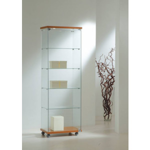 Vitrine d'exposition avec bois en bas Largeur 60 cm - Dimensions (L x P x H) : 60 x 40 x 180 cm