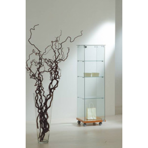 Vitrine d'exposition classique étroite à 4 étagères - Dimensions (L x P x H) : 40 x 40 x 140 cm