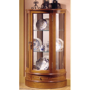 Vitrine d'exposition demi-lune en bois - Dimensions : (H x L x P) 106 x 60 x 29 cm