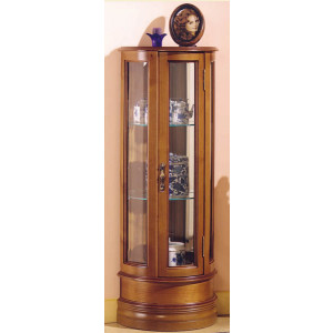 Vitrine d'exposition demie-lune étroite en bois - Dimensions : (H x L x P) : 104 x 40 x 22cm