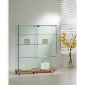 Vitrine d'exposition en verre large - Dimensions (L x P x H) : 117 x 40 x 140 cm