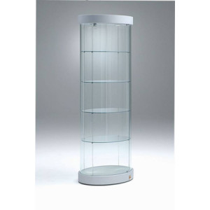 Vitrine d'exposition haute ovale à porte battante - Dimensions (L x P x H) : 64 x 44 x 190 cm