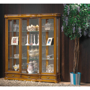 Vitrine d'exposition laquée pour objets en bois - Dimensions : (H x L x P) : 150 x 136 x 36 cm