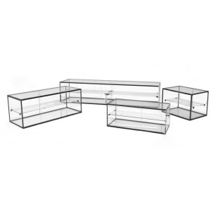 Vitrine neutre avec étagère  - Dimensions : 330 x 315 ou 90 x 375 mm - Hauteur : de 555 à 1820 mm