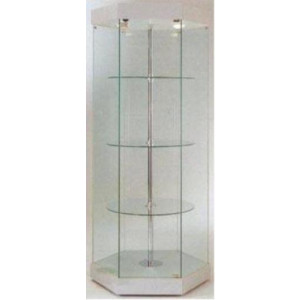 Vitrine en verre tournante hexagonale - Dimensions 90 x 90 x 185H cm