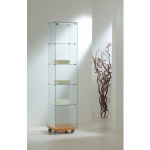 Vitrine étroite d'angle haut à 5 étagères - Dimensions (L x P x H) : 40 x 40 x 180 cm