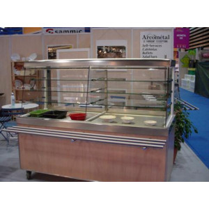 Vitrine inox de self-service 3 niveaux - 3 niveaux de stockage en verre