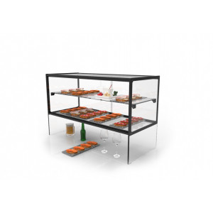 Vitrine neutre avec étagère et passe plat - Dimensions : 390 x 635 mm - Hauteur : 555 ou 920 mm 