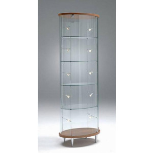 Vitrine ovale haute - Dimensions (L x P x H) : 64 x 44 x 190 cm