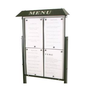 Vitrine porte menu grand format - Capacité : 4 ou 6 pages