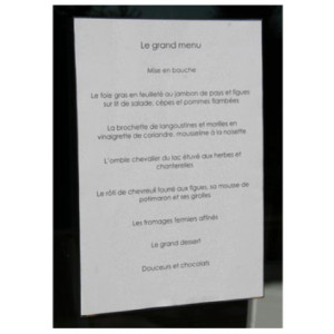 Vitrine Porte menu intérieur en plexiglas - Format A4 - Horizontale ou verticale