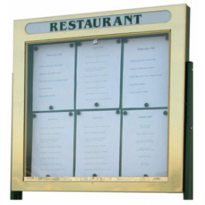 Vitrine porte menu murale simple face - Capacité : 6 pages